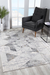 8' X 11' Gray and Ivory Abstract Power Loom Area Rug