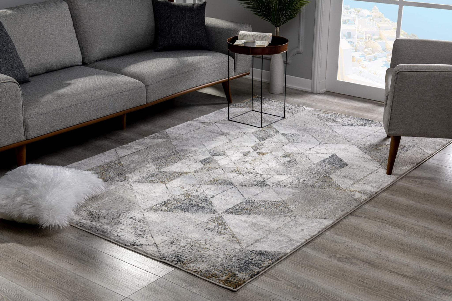 8' X 11' Gray and Ivory Abstract Power Loom Area Rug - Homeroots - Flyclothing LLC