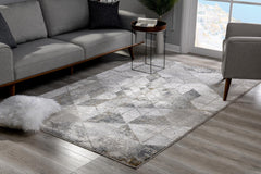 8' X 11' Gray and Ivory Abstract Power Loom Area Rug