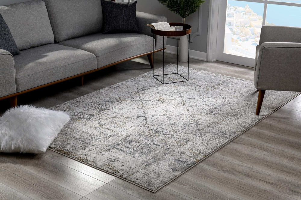 5' X 7' Gray and Ivory Abstract Area Rug - Homeroots - Flyclothing LLC