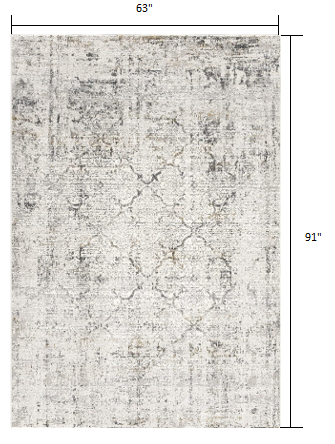 5' X 7' Gray and Ivory Abstract Area Rug