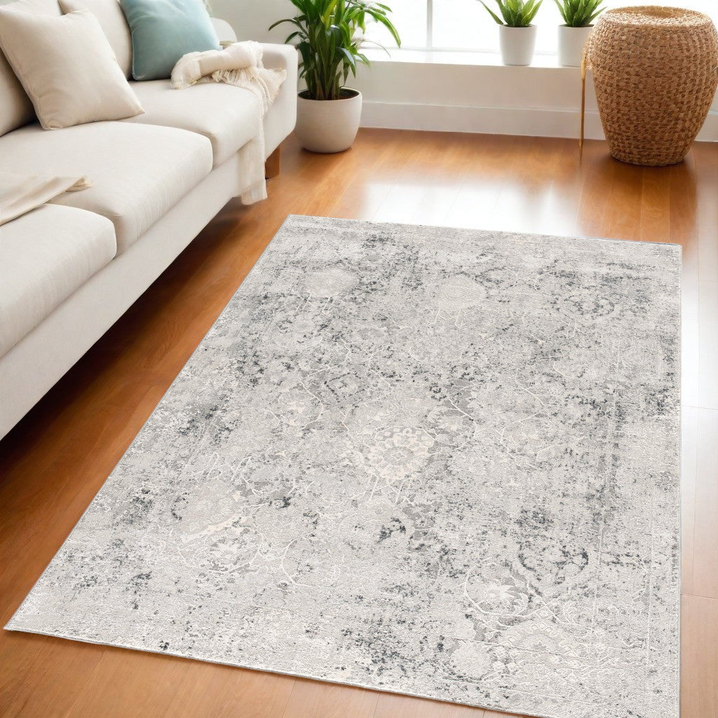 5' X 7' Gray and Ivory Abstract Area Rug