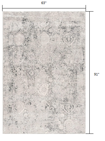 5' X 7' Gray and Ivory Abstract Area Rug