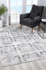 4' X 6' Gray and Ivory Abstract Power Loom Area Rug