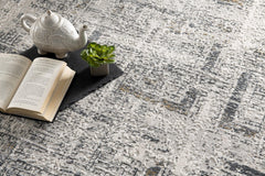 4' X 6' Gray and Ivory Abstract Power Loom Area Rug - Homeroots