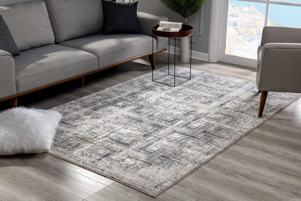 4' X 6' Gray and Ivory Abstract Power Loom Area Rug - Homeroots - Flyclothing LLC