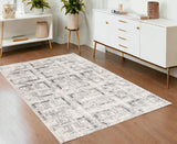 4' X 6' Gray and Ivory Abstract Power Loom Area Rug - Homeroots