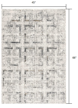 4' X 6' Gray and Ivory Abstract Power Loom Area Rug