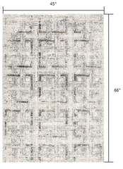 4' X 6' Gray and Ivory Abstract Power Loom Area Rug