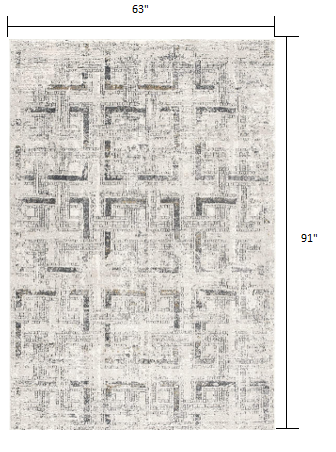 5' X 8' Gray and Ivory Abstract Power Loom Area Rug