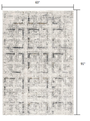 5' X 8' Gray and Ivory Abstract Power Loom Area Rug
