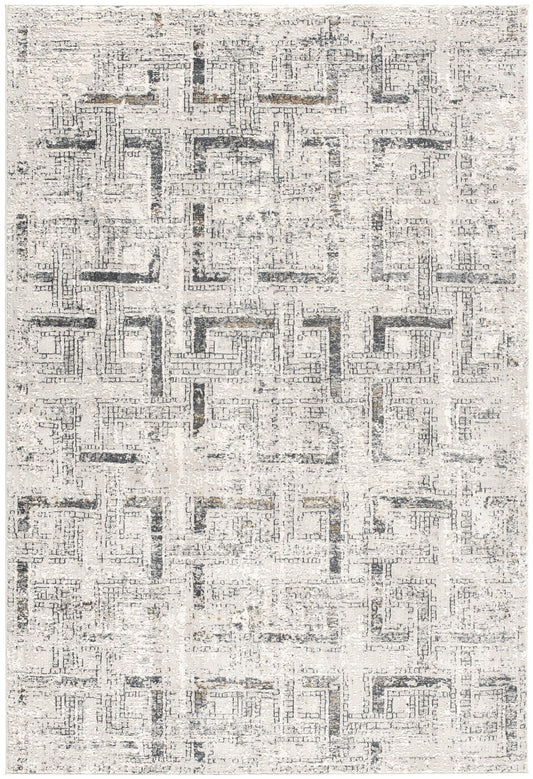 5' X 8' Gray and Ivory Abstract Power Loom Area Rug