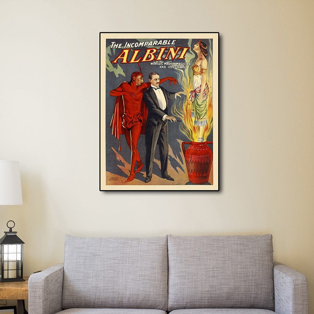 36" X 48" The Incomparable Albini Vintage Magic Poster Wall Art - Homeroots