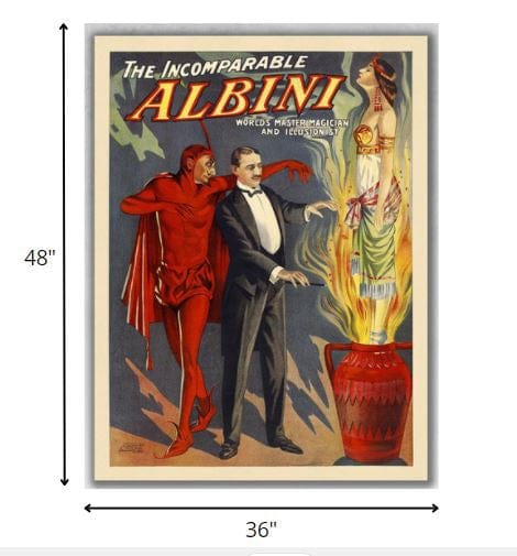 36" X 48" The Incomparable Albini Vintage Magic Poster Wall Art - Homeroots
