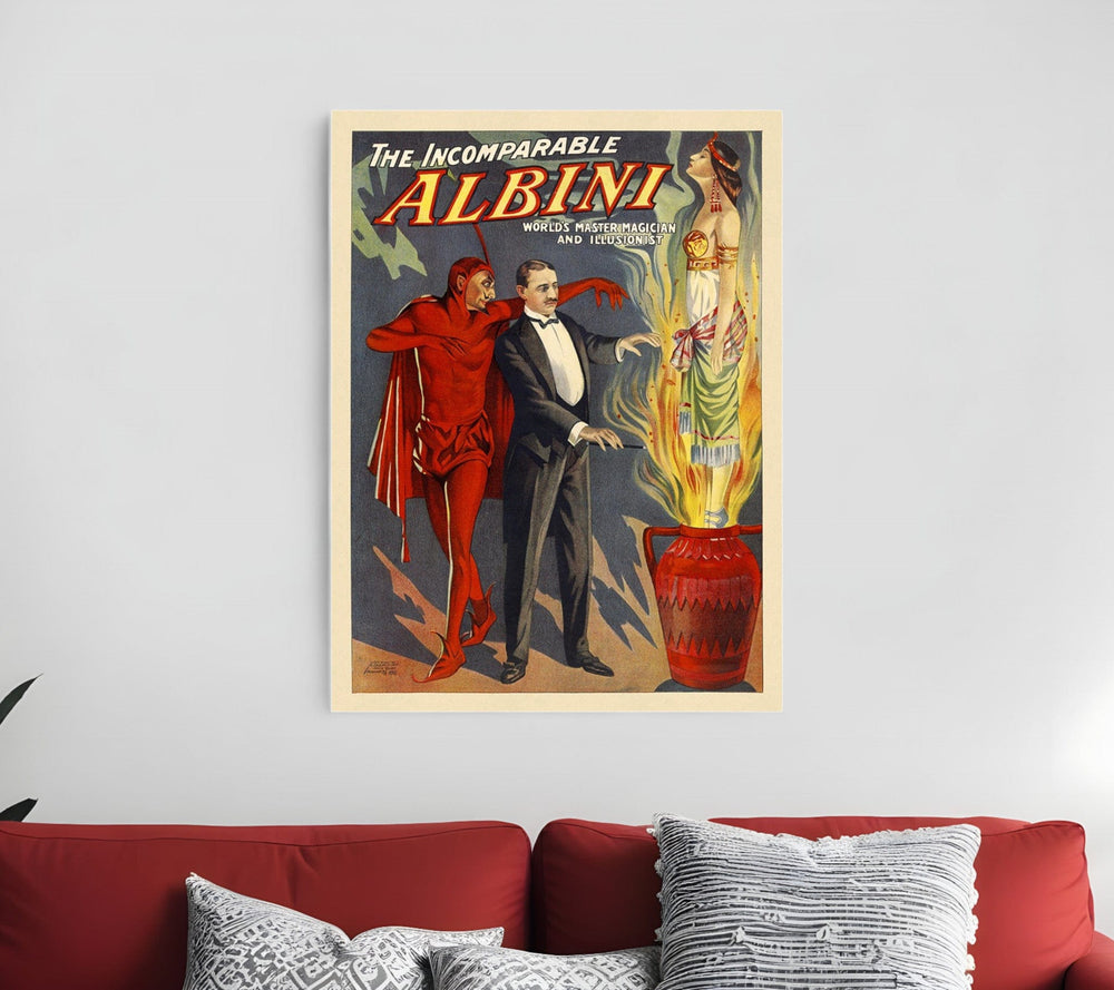 36" X 48" The Incomparable Albini Vintage Magic Poster Wall Art - Homeroots