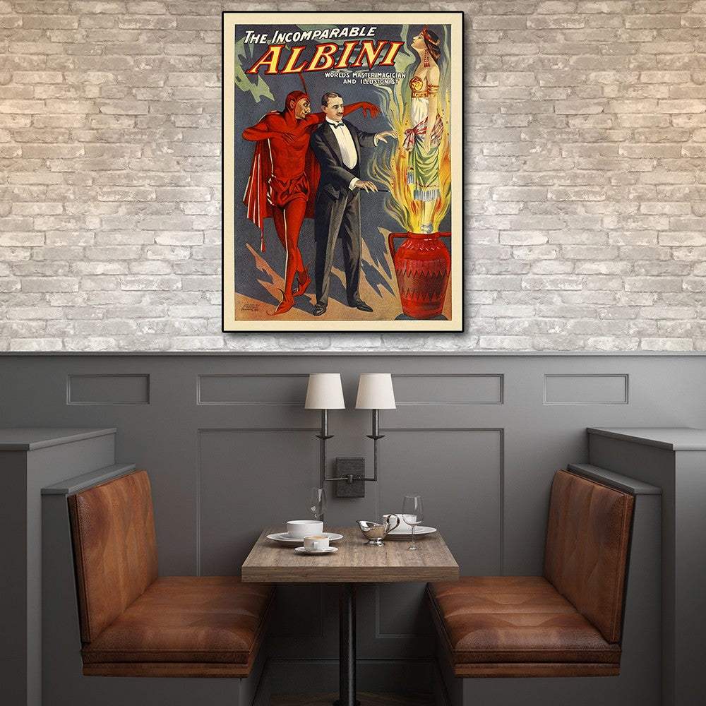 24" X 32" The Incomparable Albini Vintage Magic Poster Wall Art - Homeroots - Flyclothing LLC