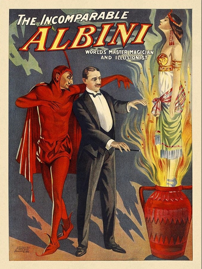 24" X 32" The Incomparable Albini Vintage Magic Poster Wall Art - Homeroots - Flyclothing LLC