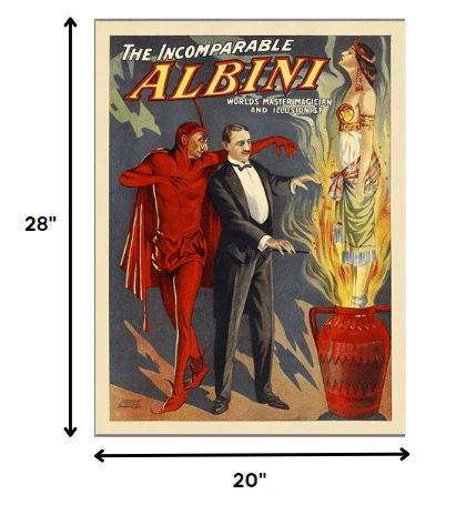 20" X 28" The Incomparable Albini Vintage Magic Poster Wall Art - Homeroots - Flyclothing LLC