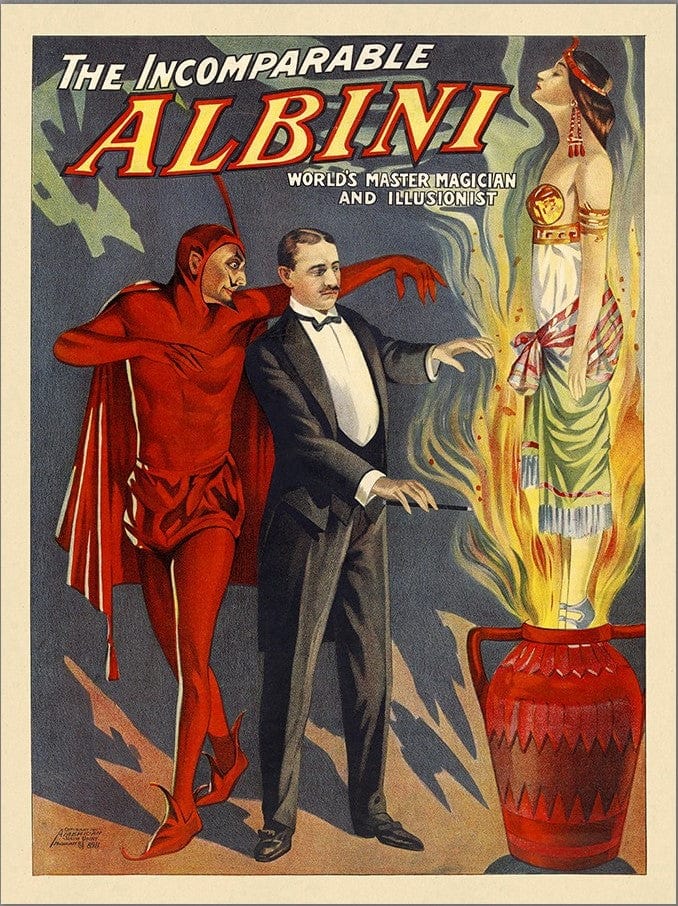 20" X 28" The Incomparable Albini Vintage Magic Poster Wall Art - Homeroots - Flyclothing LLC