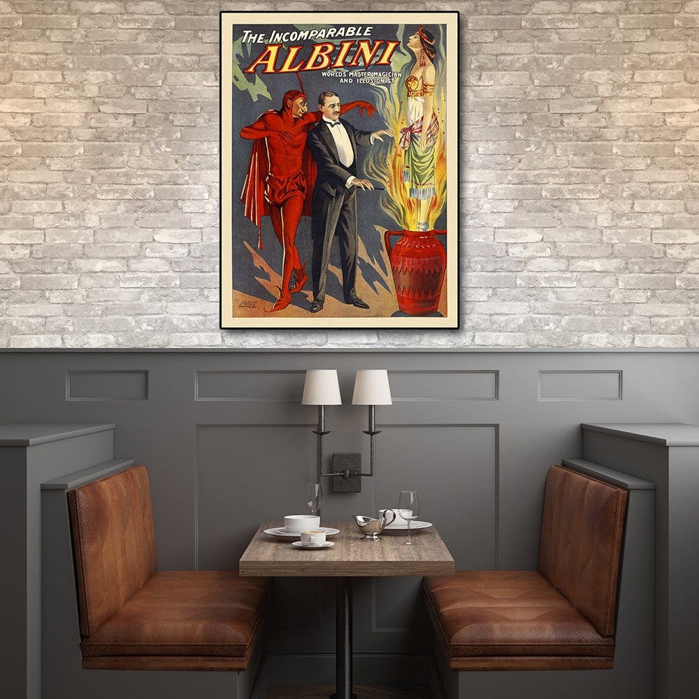 18" X 24" The Incomparable Albini Vintage Magic Poster Wall Art - Homeroots