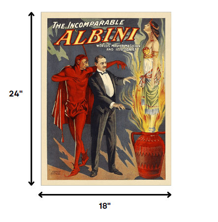 18" X 24" The Incomparable Albini Vintage Magic Poster Wall Art - Homeroots