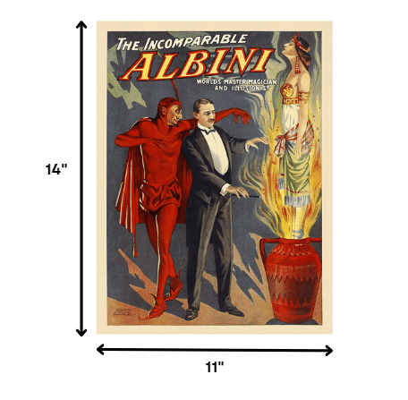 11" X 14" The Incomparable Albini Vintage Magic Poster Wall Art - Homeroots - Flyclothing LLC