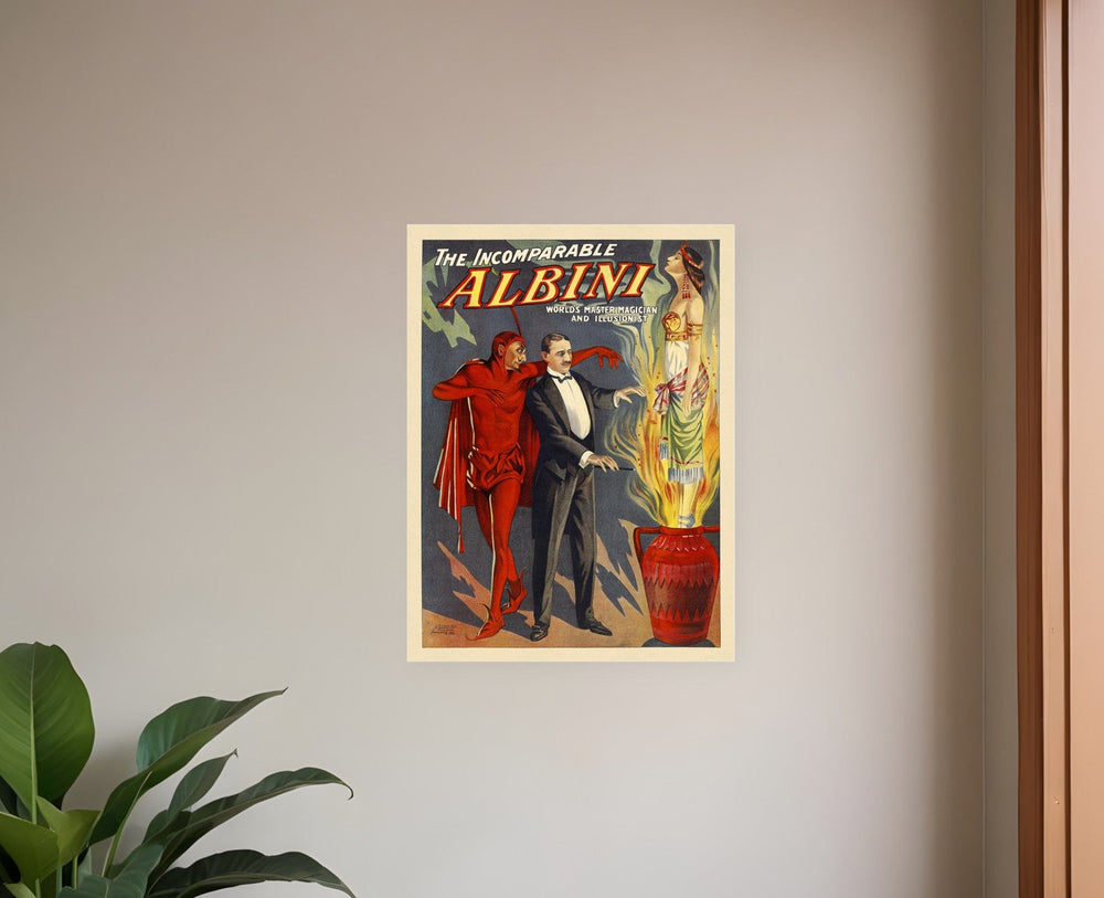 11" X 14" The Incomparable Albini Vintage Magic Poster Wall Art - Homeroots