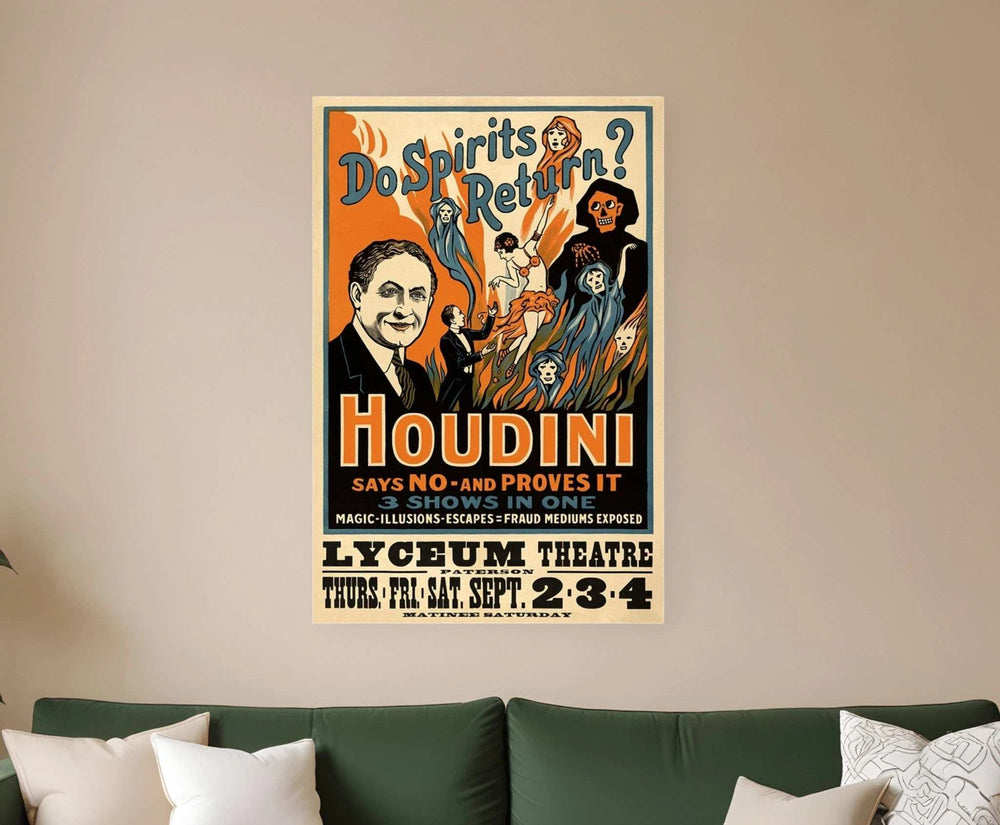 Houdini Spirits Vintage Magic Unframed Print Wall Art - Homeroots - Flyclothing LLC