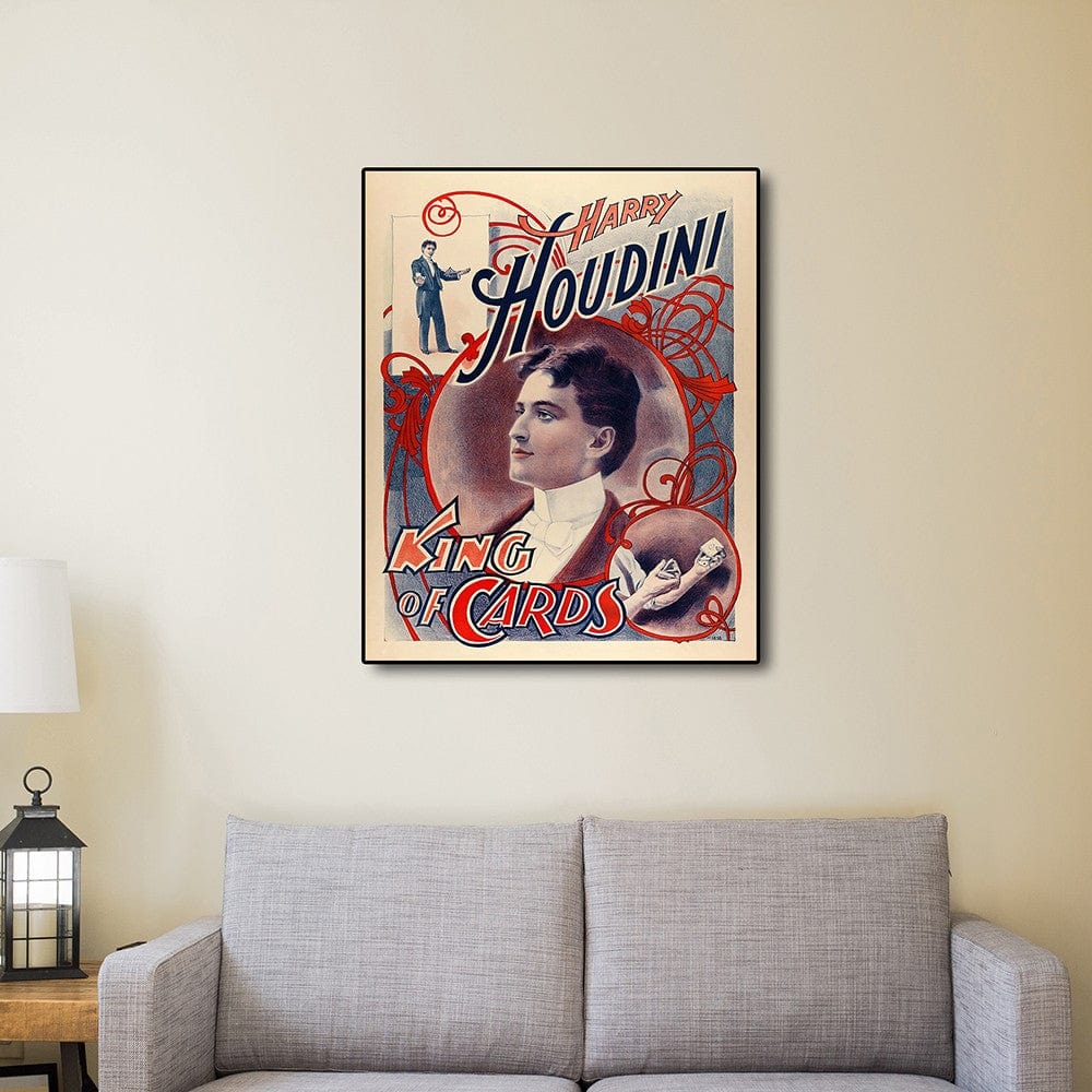24" X 20" Houdini King Of Cards Vintage Magic Poster Wall Art - Homeroots