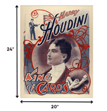 24" X 20" Houdini King Of Cards Vintage Magic Poster Wall Art - Homeroots