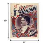 20" X 16" Houdini King Of Cards Vintage Magic Poster Wall Art - Homeroots