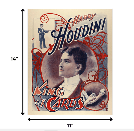 11" X 14" Houdini King Of Cards Vintage Magic Poster Wall Art - Homeroots