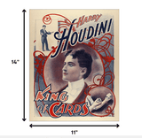 11" X 14" Houdini King Of Cards Vintage Magic Poster Wall Art - Homeroots
