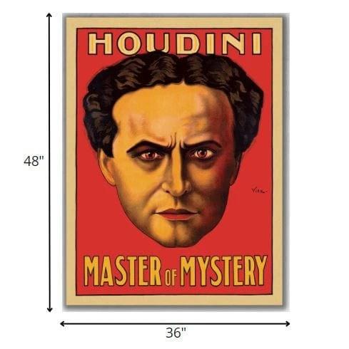 36" X 48" Houdini Master Of Mystery Vintage Magic Poster Wall Art - Homeroots - Flyclothing LLC