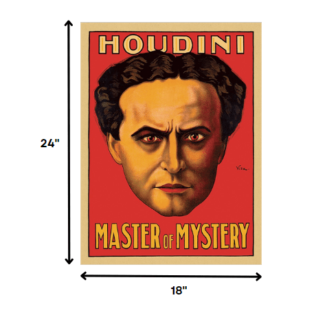 18" X 24" Houdini Master Of Mystery Vintage Magic Poster Wall Art - Homeroots - Flyclothing LLC