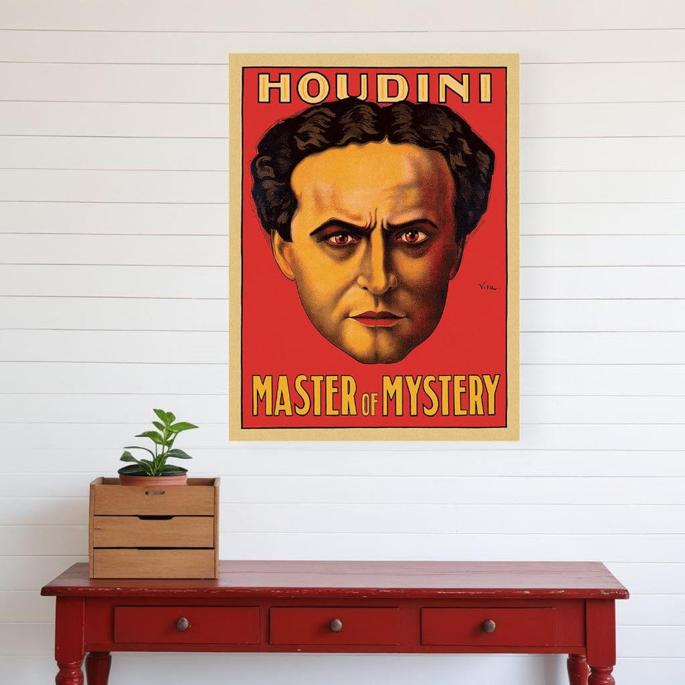 18" X 24" Houdini Master Of Mystery Vintage Magic Poster Wall Art - Homeroots