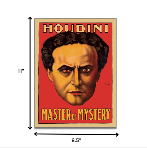8.5" X 11" Houdini Master Of Mystery Vintage Magic Poster Wall Art - Homeroots - Flyclothing LLC