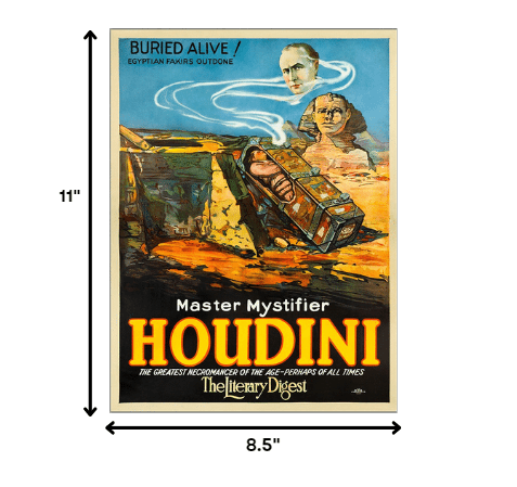 Houdini Master Mystifier Vintage Magic Unframed Print Wall Art - Homeroots - Flyclothing LLC