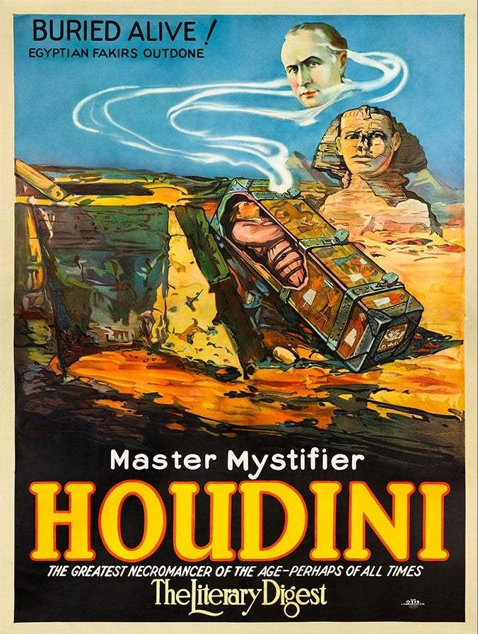 Houdini Master Mystifier Vintage Magic Unframed Print Wall Art - Homeroots - Flyclothing LLC