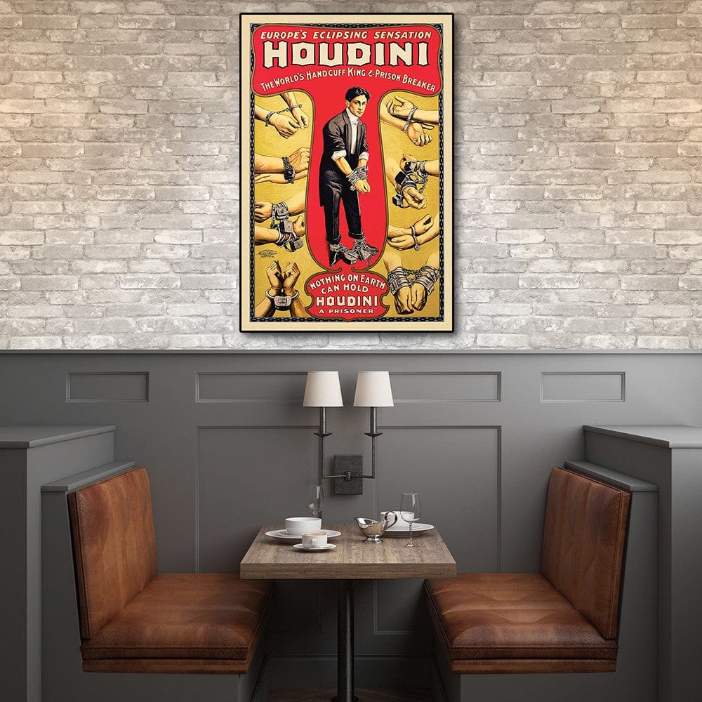 24" X 36" Houdini Handcuff King Vintage Magic Poster Wall Art - Homeroots - Flyclothing LLC