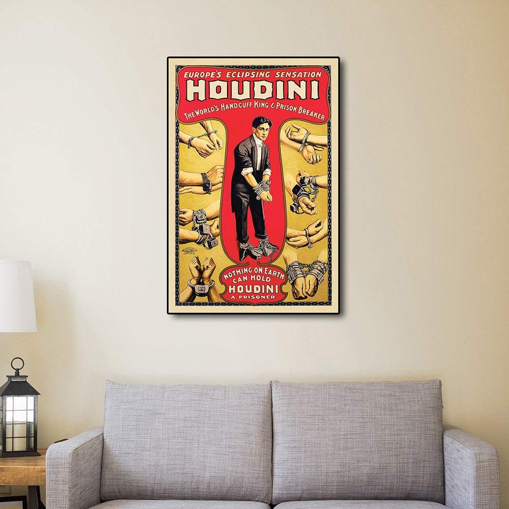 24" X 36" Houdini Handcuff King Vintage Magic Poster Wall Art - Homeroots - Flyclothing LLC
