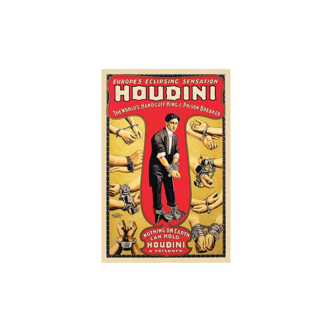 20" X 30" Houdini Handcuff King Vintage Magic Poster Wall Art - Homeroots - Flyclothing LLC
