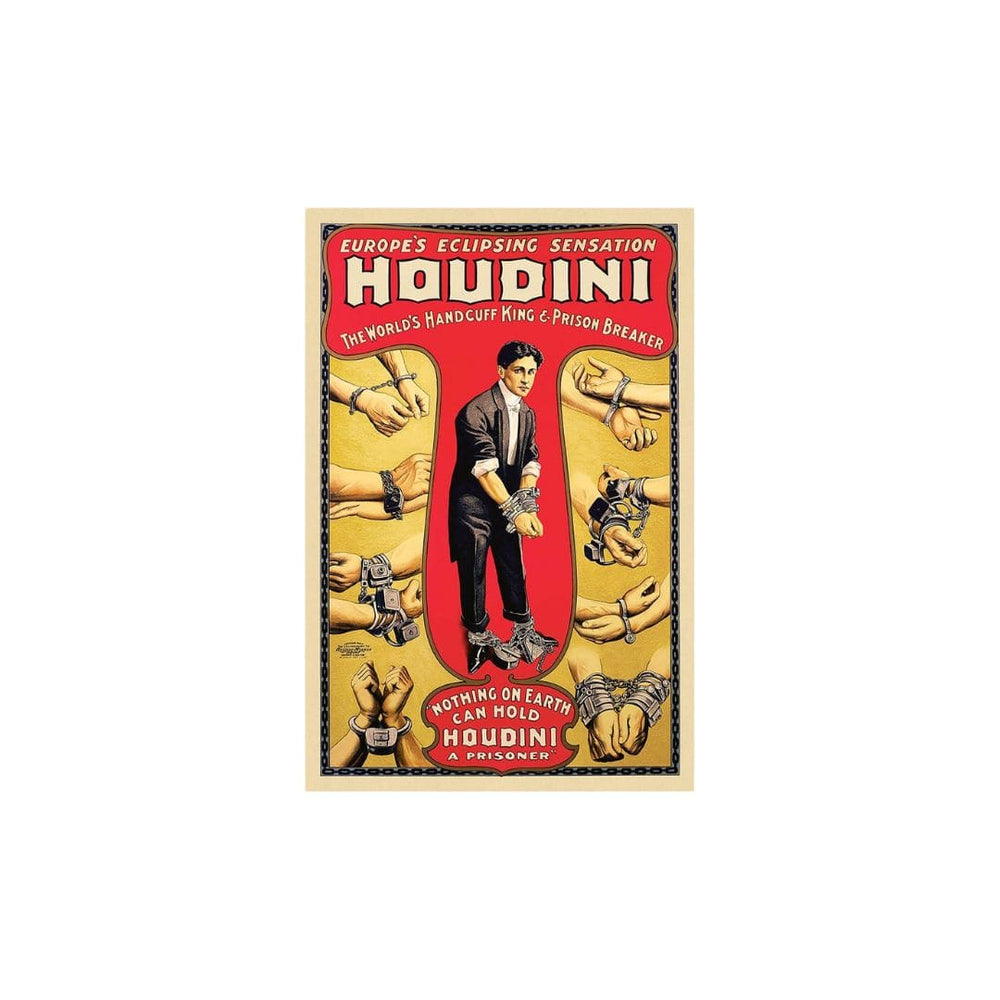 20" X 30" Houdini Handcuff King Vintage Magic Poster Wall Art - Homeroots - Flyclothing LLC