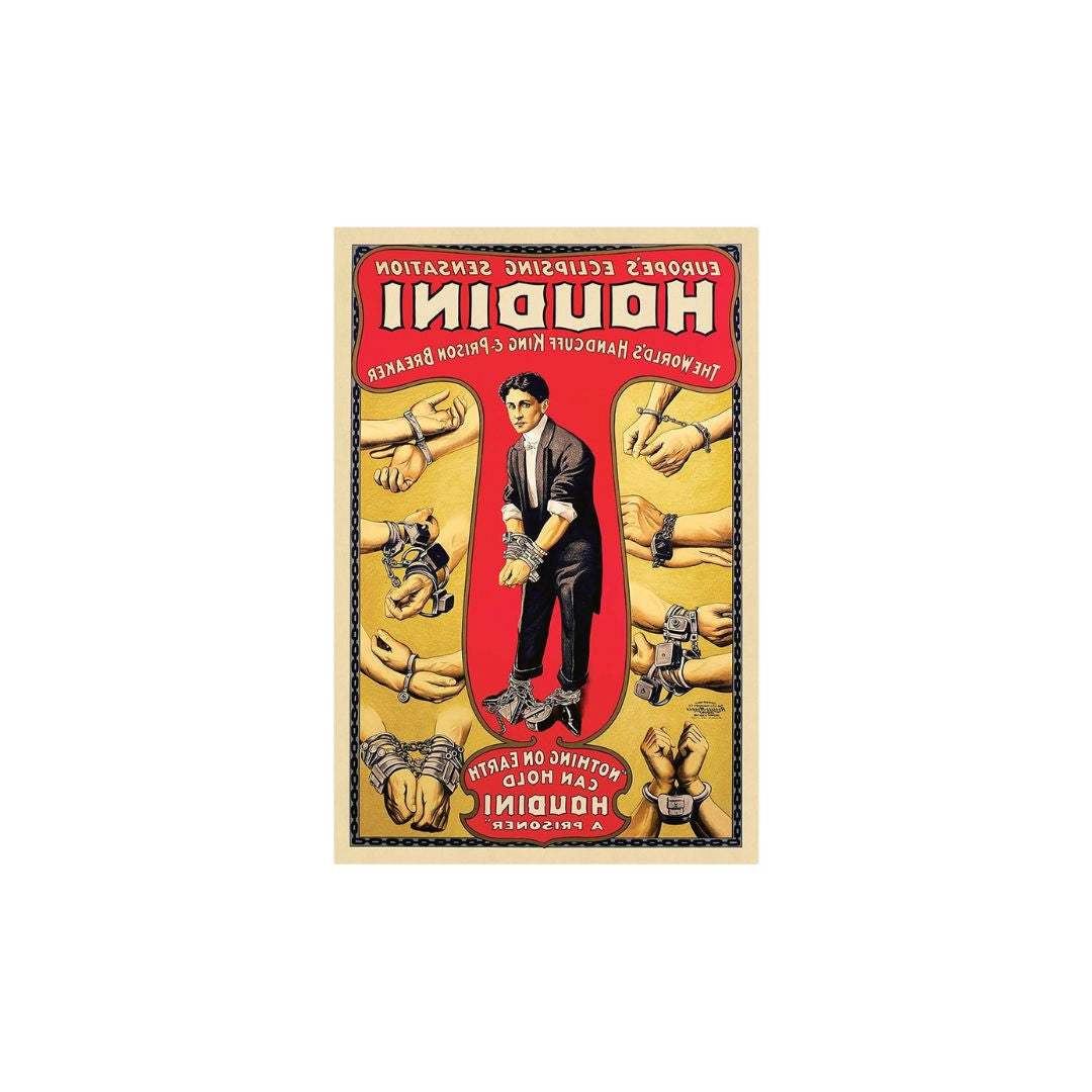 16" X 24" Houdini Handcuff King Vintage Magic Poster Wall Art - Homeroots - Flyclothing LLC