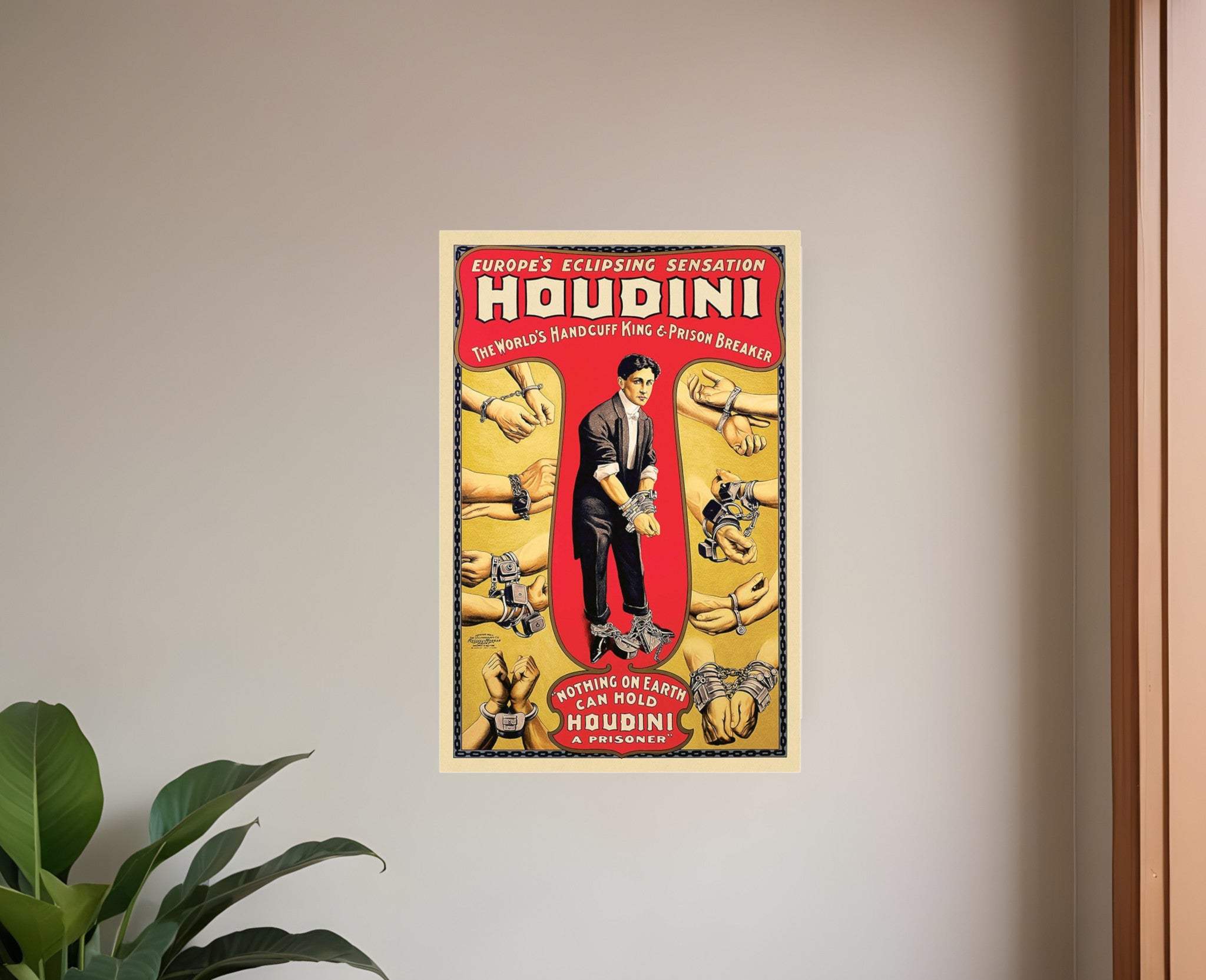 9" X 12" Houdini Handcuff King Vintage Magic Poster Wall Art - Homeroots - Flyclothing LLC