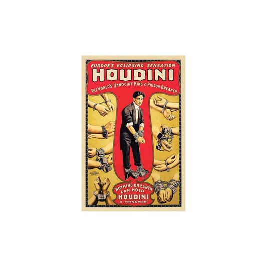 9" X 12" Houdini Handcuff King Vintage Magic Poster Wall Art - Homeroots