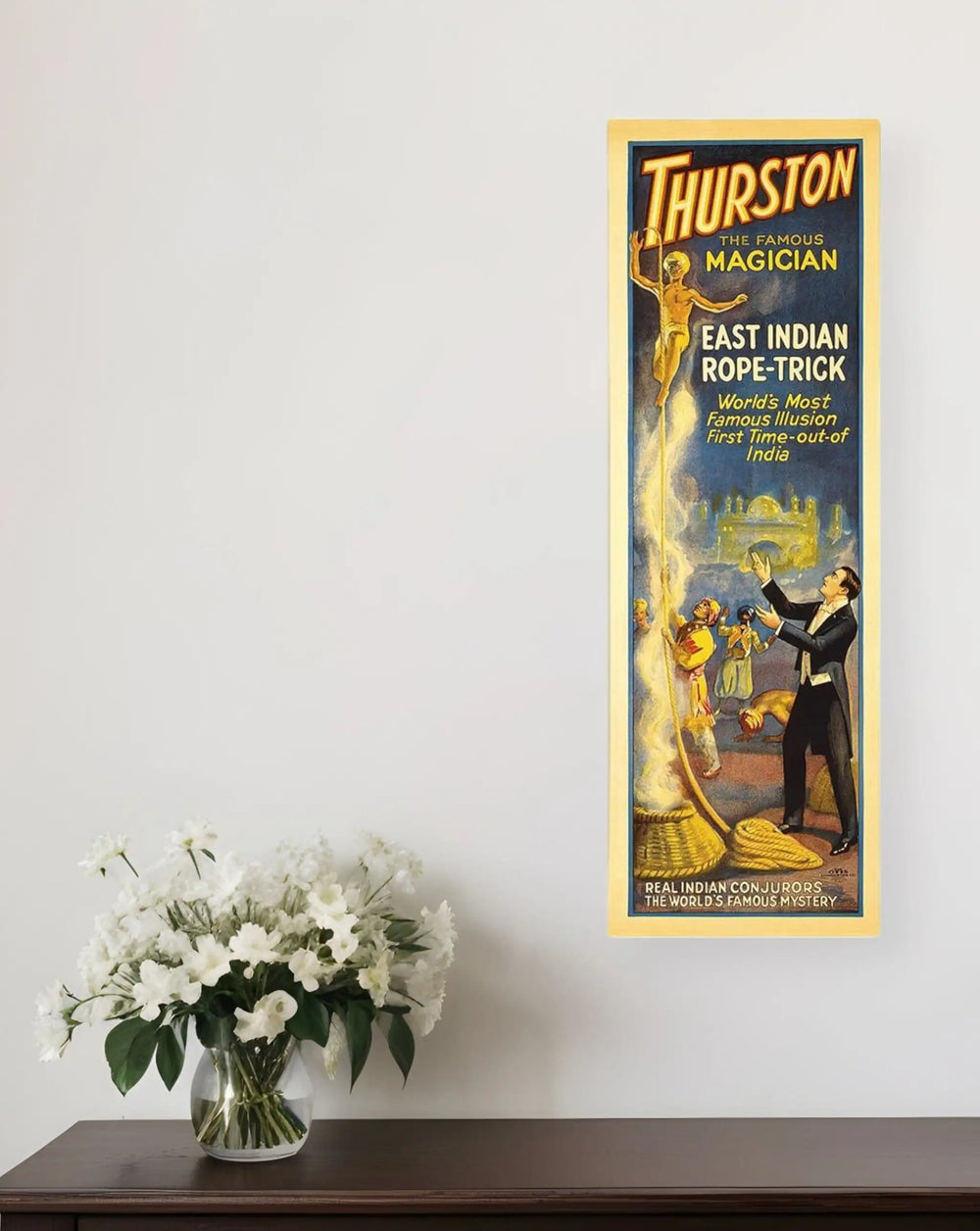 12" X 36" Thurston Rope Trick Vintage Magic Poster Wall Art - Homeroots