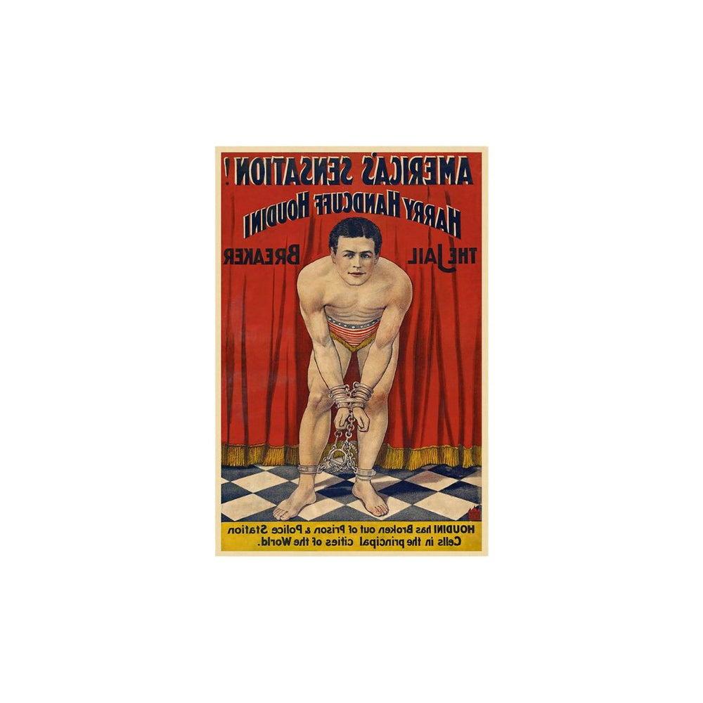 9" X 12" Houdini In Handcuffs Vintage Magic Poster Wall Art - Homeroots