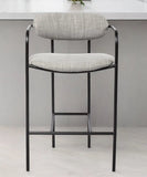 27" Gray And Black Upholstered And Metal Counter Height Bar Chair - Homeroots