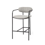 27" Gray And Black Upholstered And Metal Counter Height Bar Chair - Homeroots